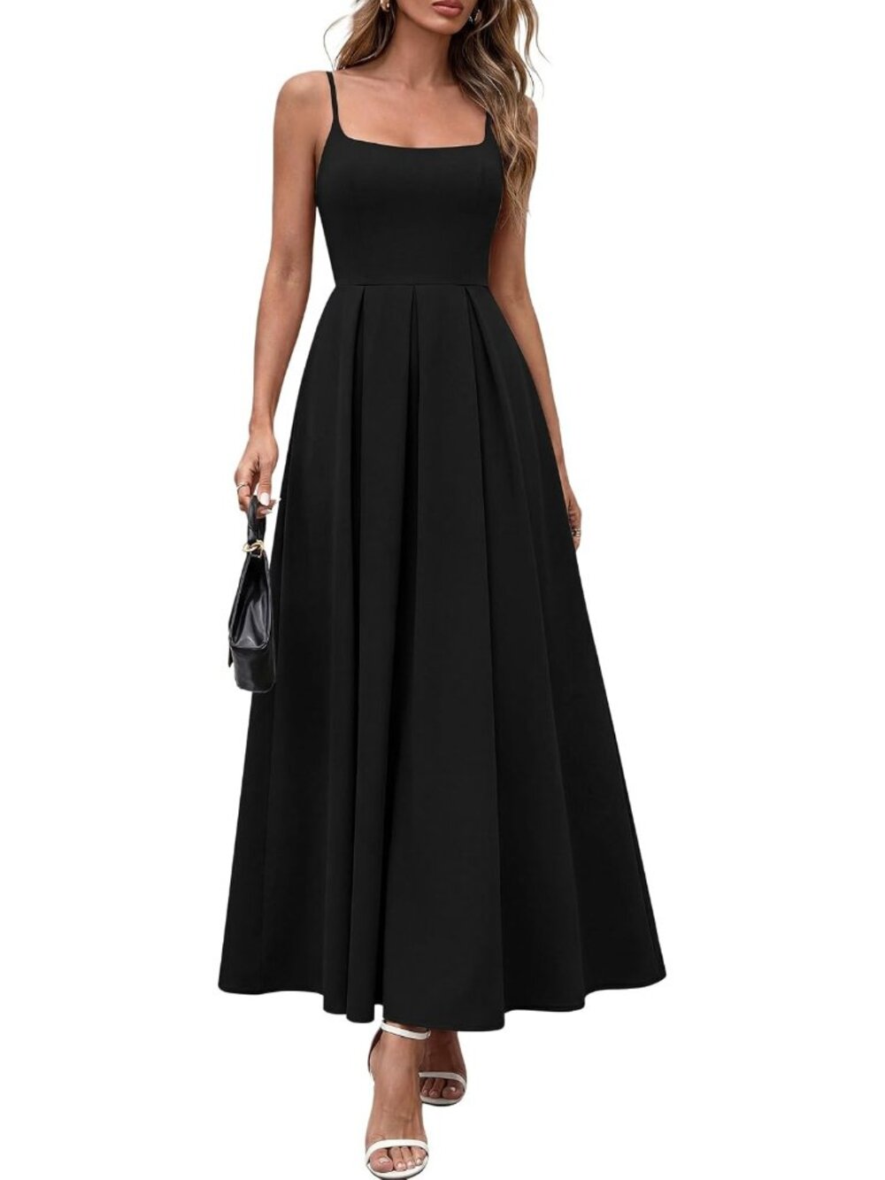 Women's Black Summer 2026 Spring Elegant Ruffle A Line Long Guest Maxi Dresses